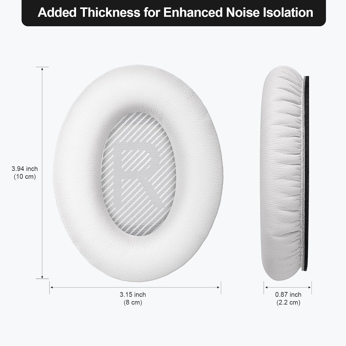 Replacement Ear-Pads Cushions for Bose QuietComfort-35 (QC-35) and QuietComfort-35 II (QC-35 II) Over-Ear Headphones (White)