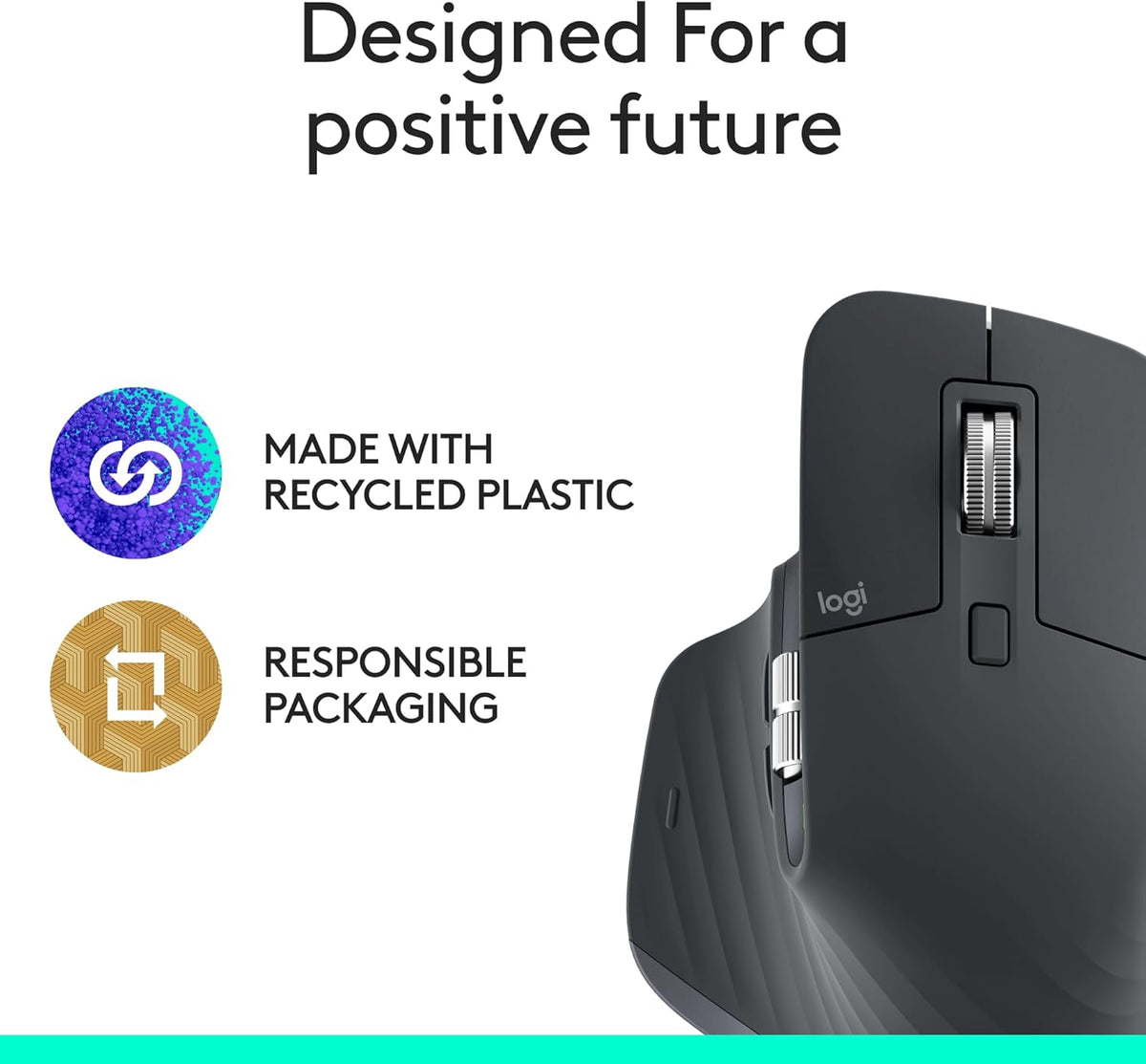 Logitech MX Master 3S Bluetooth Edition Wireless Mouse, No USB Receiver - Ultra-Fast Scrolling, Ergo, 8K DPI, Track on Glass, Quiet Clicks, Works with Apple Mac, Windows PC, Linux, Chrome - Graphite