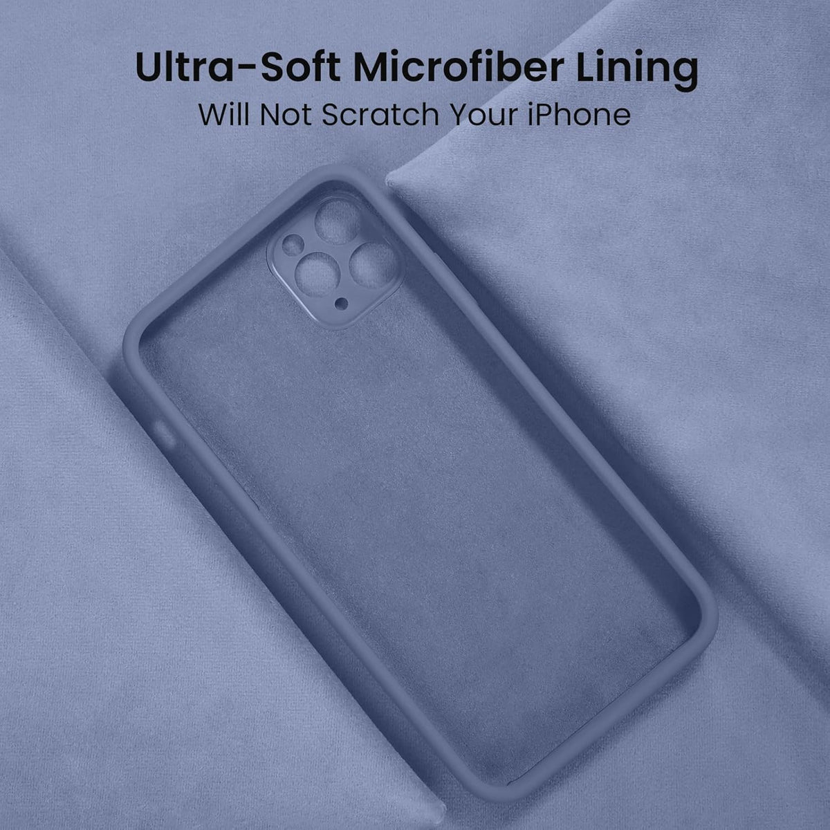 FireNova Designed for iPhone 13 Pro Max Case, Silicone [Camera Protection] Phone Case with [2 Screen Protectors], Soft Anti-Scratch Microfiber Lining Inside, 6.7 inch, Lavender Gray