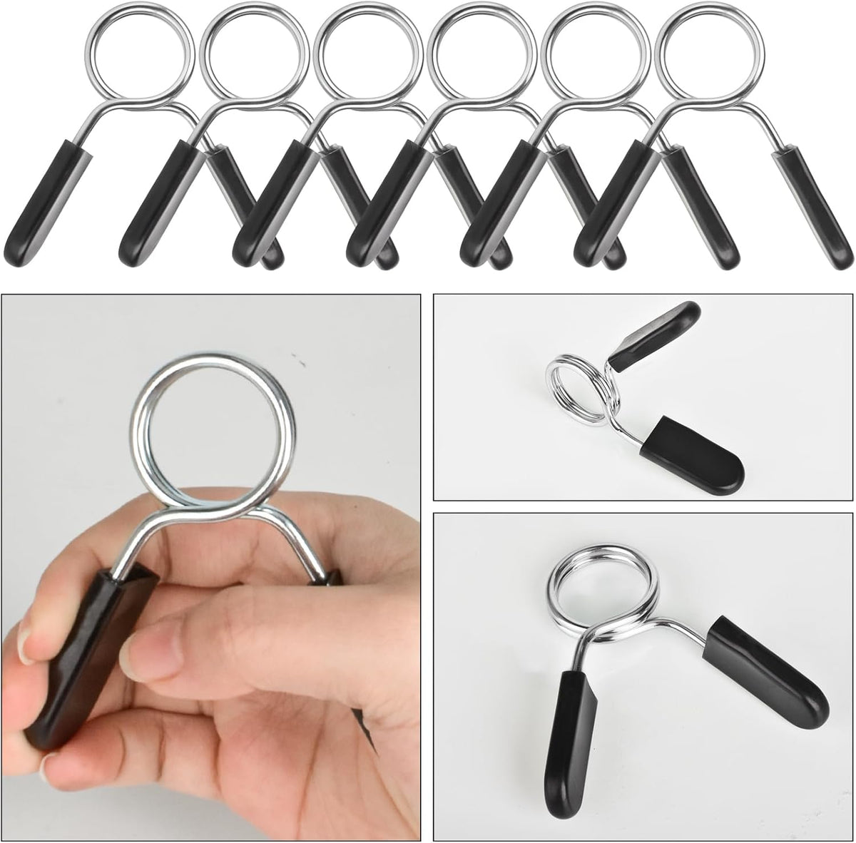 AccEncyc Spring Clip Collars 1 Inch Olympic Barbell Clamps Dumbbell Clips Weight Bar Clips for Weightlifting, Powerlifting, Strength Training