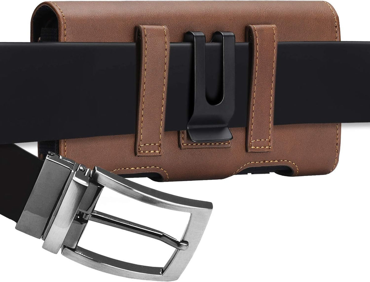 BECPLT Galaxy S24 FE S23 S21 5G Belt Case for Samsung S24+ S23+ S22+ S21+ Leather Pouch Holster With Belt Clip Loops S20 FE S20 Plus S10 S9 S8 (Brown)