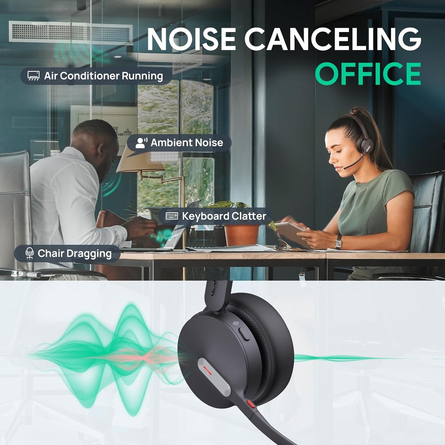 Yealink BH70 Dual UC Wireless Headset with Mic for Work, Bluetooth Headphone Teams&UC Compatible, up to 35h Talk Time, 147g All-Day Wearing Comfort, Perfect for Open Office Home Hybrid Work, USB-C/A