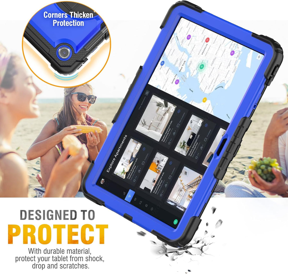 HXCASEAC Case for Samsung Galaxy Tab S6 Lite 10.4 inch, Protective with Screen Protector/Hand Strap/S Pen Holder, Shockproof S6 Lite Tablet Case 2024/2022/2020 SM-P610 SM-P613 SM-P620 - Blue