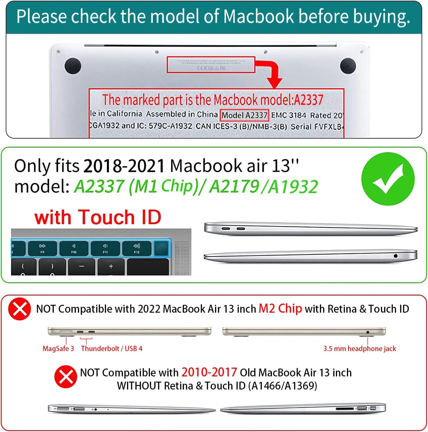 Teryeefi Compatible with MacBook Air 13 inch Case A2337 M1 Chip A2179 A1932 (Release 2018-2020),Protective Slim Cover + Keyboard Cover for 13.3 inch MacBook Air Retina Display & Touch ID, Art Florals