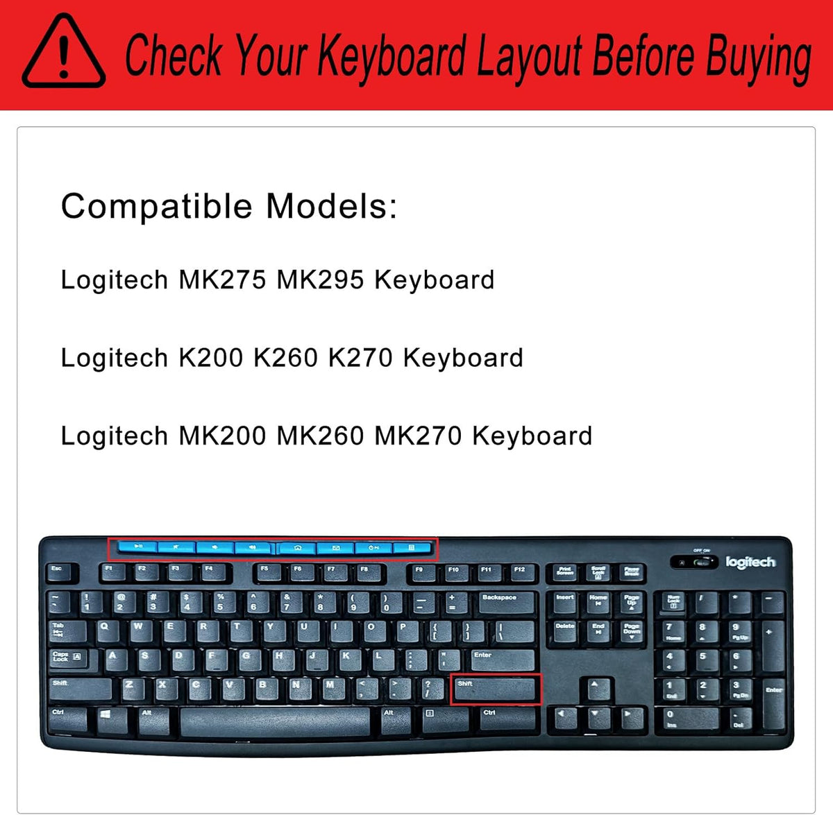 Keyboard Cover Silicone for Logitech K200 K260 K270, Keyboard Cover for Logitech K200 K260 K270 Ergonomic Wireless Keyboards, MK200 MK260 Keyboard Skin Waterproof Dustproof (Mint Green)