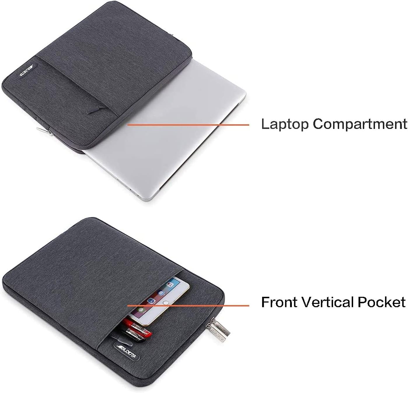 MOSISO Laptop Case 16 inch, 15-15.6 inch Laptop Sleeve Compatible with MacBook Pro 16 M4 M3 M2 M1, HP Acer Dell Lenovo ASUS Notebook, Polyester Vertical Computer Sleeve Bag with Pocket, Space Gray