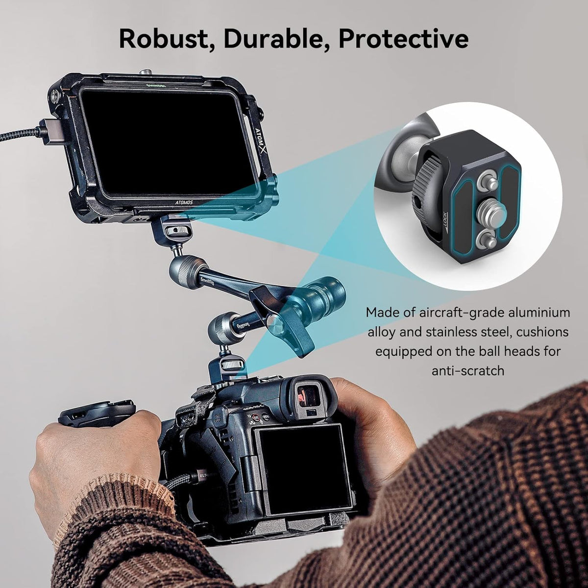SMALLRIG Rosette Magic Arm 11 Inch with Ball Head, 1/4"-20 Screws, and Anti-Twist Pins, for Cameras/iPads/Monitors/LED Lights/Smartphones/Action Cameras, Max Load Capacity 3kg