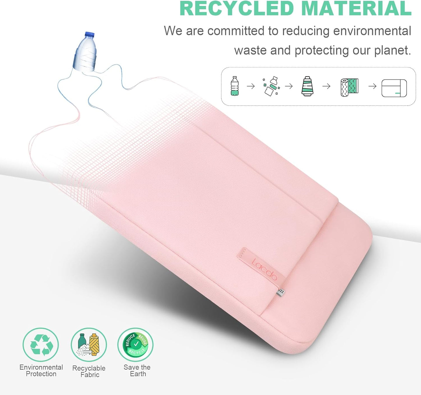 Lacdo Laptop Sleeve Case for 16 inch New MacBook Pro M4/M3/M2/M1 Pro/Max A3403 A3186 A2991 A2780 A2485 A2141 2024-2019 | 15 inch Microsoft Surface Laptop 7th Copilot+PC, 6 5 4 3 Computer Bag, Pink