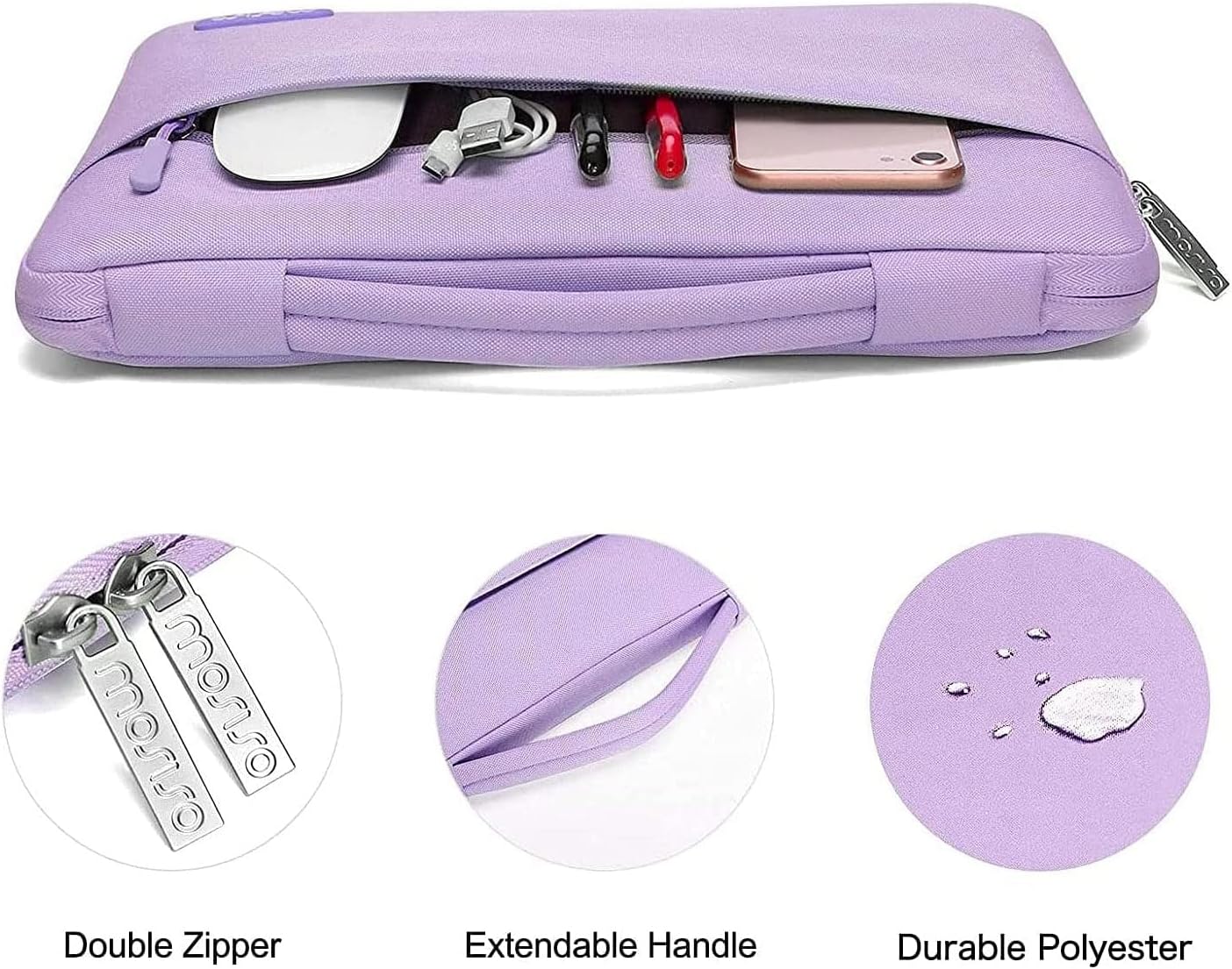 MOSISO Compatible with MacBook Air 13 inch Case 2025 2024 2023 2022 M4 A3240 M3 A3113 M2 A2681, Hard Shell&Sleeve Bag&Keyboard Skin&Webcam Cover&Screen Film for MacBook Air 13.6 inch, Purple