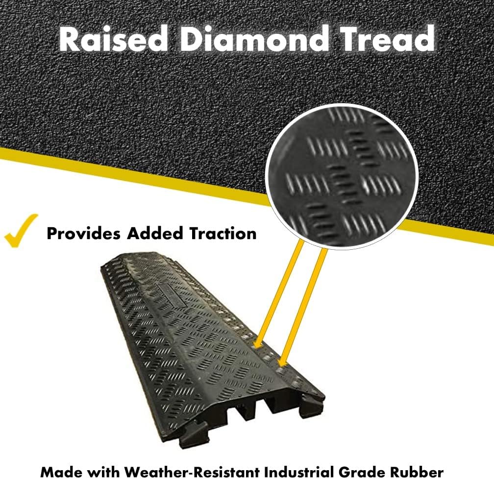 Kable Kontrol Drop Over Floor Cord Cover – 40” Inch Long 2 Channel Cable or Wire Protector – 5 Pcs Bulk Pack - Rubber Ramp for Indoor and Outdoor Use – Black