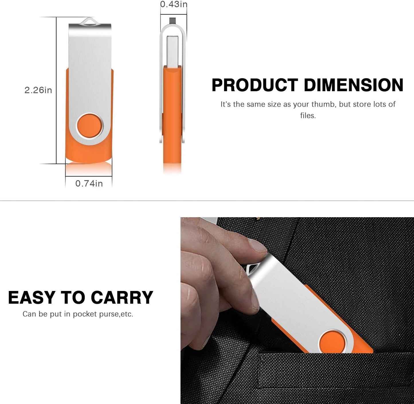 KOOTION 10 X 16 GB USB Flash Drive 16 gb Flash Drive Thumb Drive Memory Stick Pen Drive Keychain Design Orange