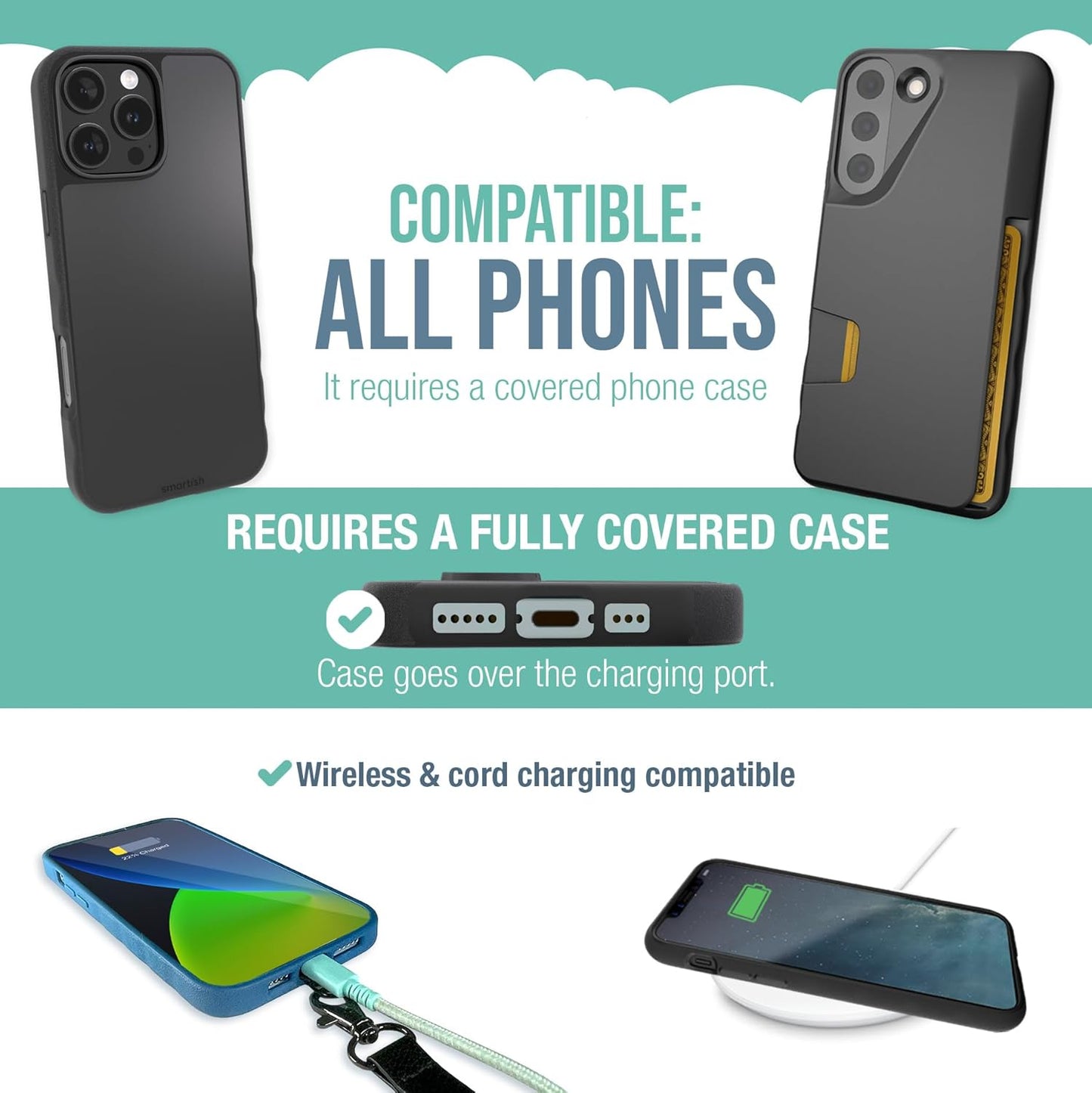 Smartish Phone Lanyard - Case Clinger - Universal iPhone Holder with Detachable Crossbody Shoulder Neck Strap Compatible with All Phone Cases - Rosé All Day