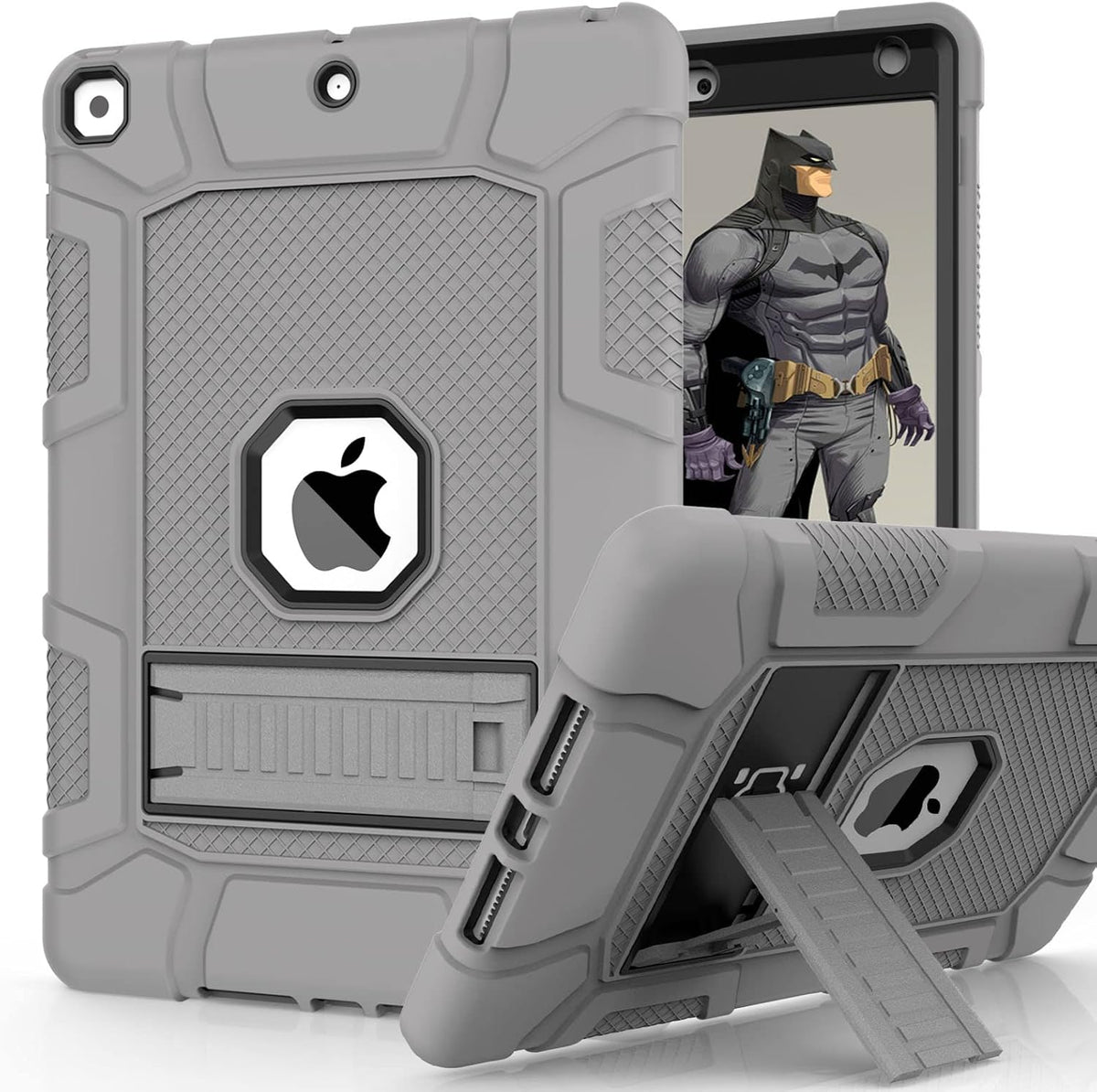 Rantice iPad Case, Hybrid Shockproof Rugged Drop Protection Cover with Kickstand for 10.2'' iPad (2021/2020/2019) (Gray+Black)