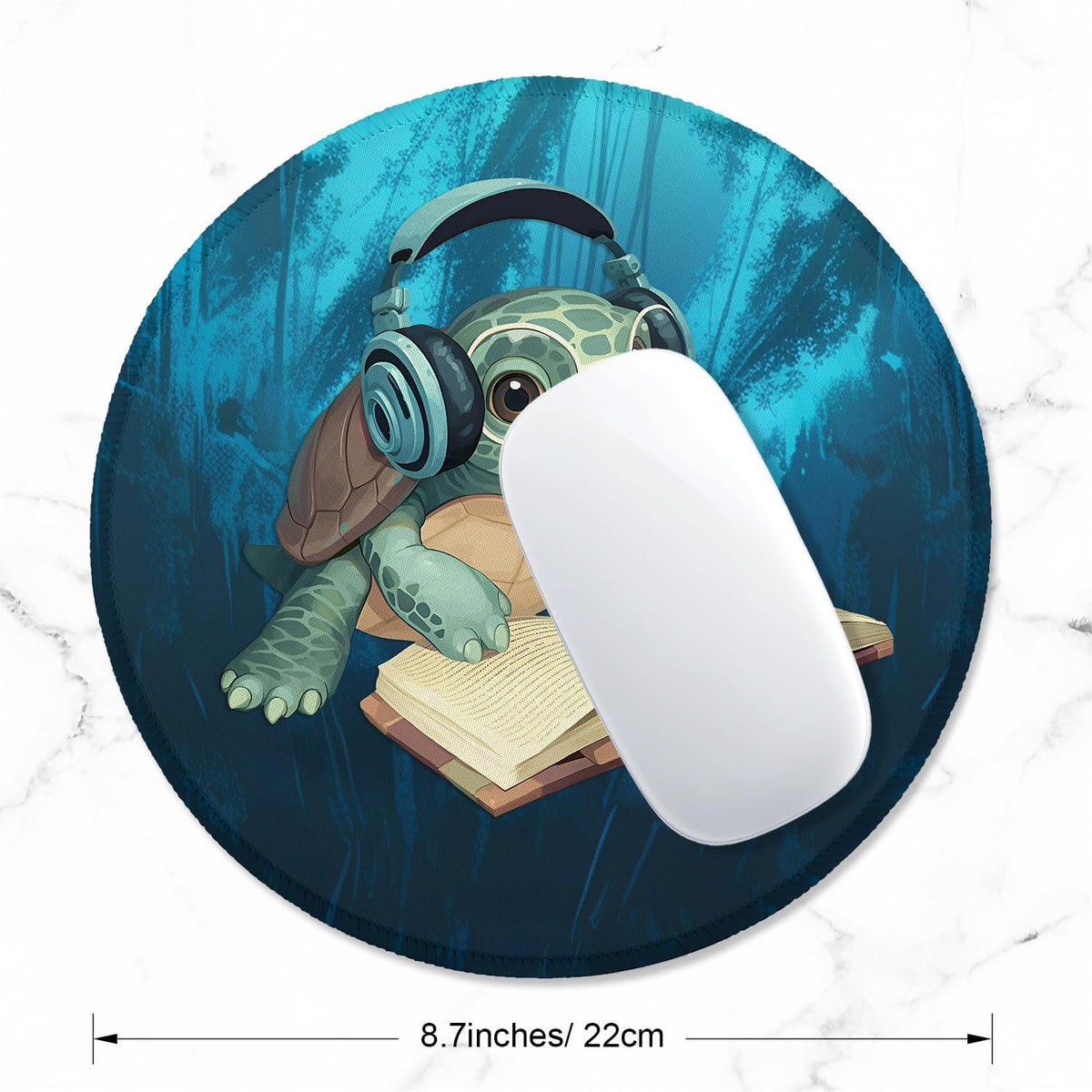 ITNRSIIET Round Mouse Pad with Stitched Edge Premium-Textured Waterproof Non-Slip Rubber Base Desktop Protection Mat Diameter 8.7 inches, Pretty Turtles