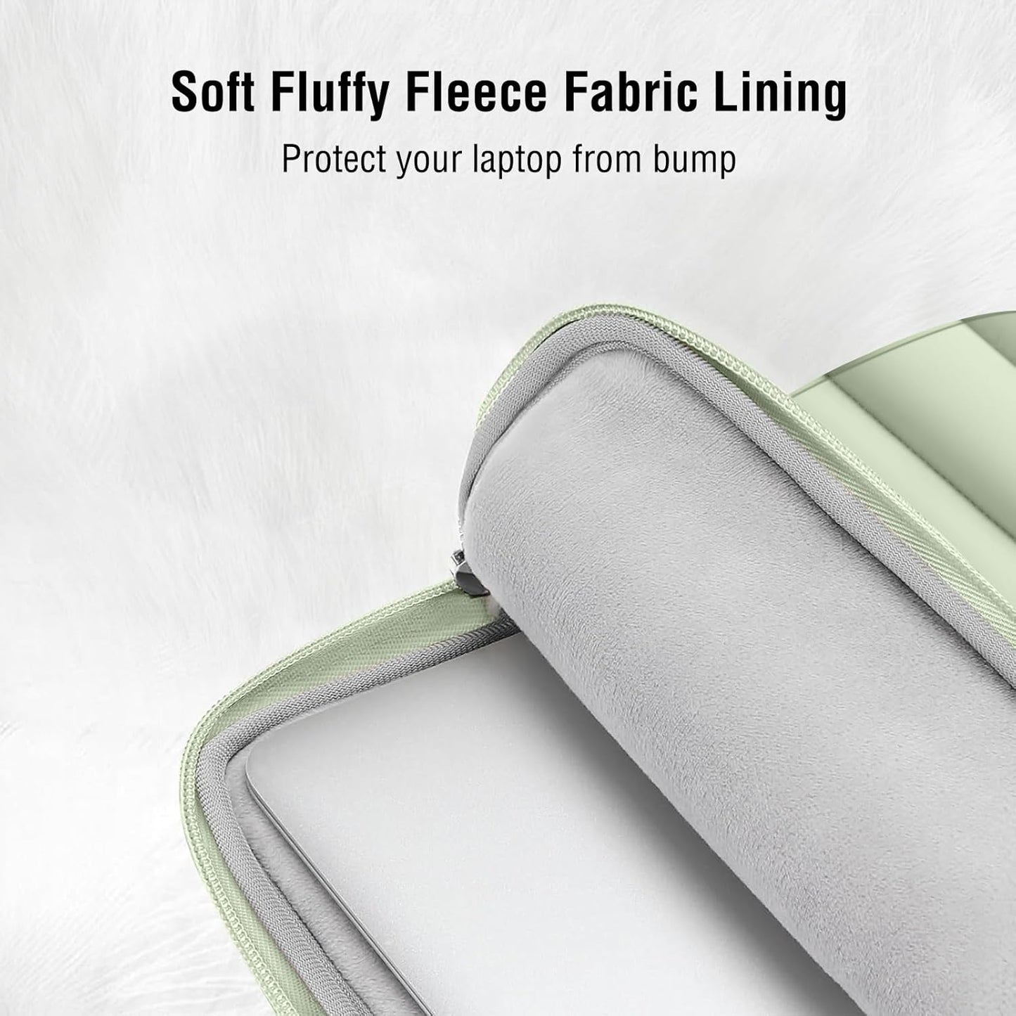 MOSISO 15-15.6 inch Laptop Case, 16 inch Puffy Laptop Sleeve Compatible with MacBook Pro 16, HP Dell ASUS Acer Toshiba Lenovo Notebook Computer, Polyester Horizontal Bag with Small Case, Sage Green