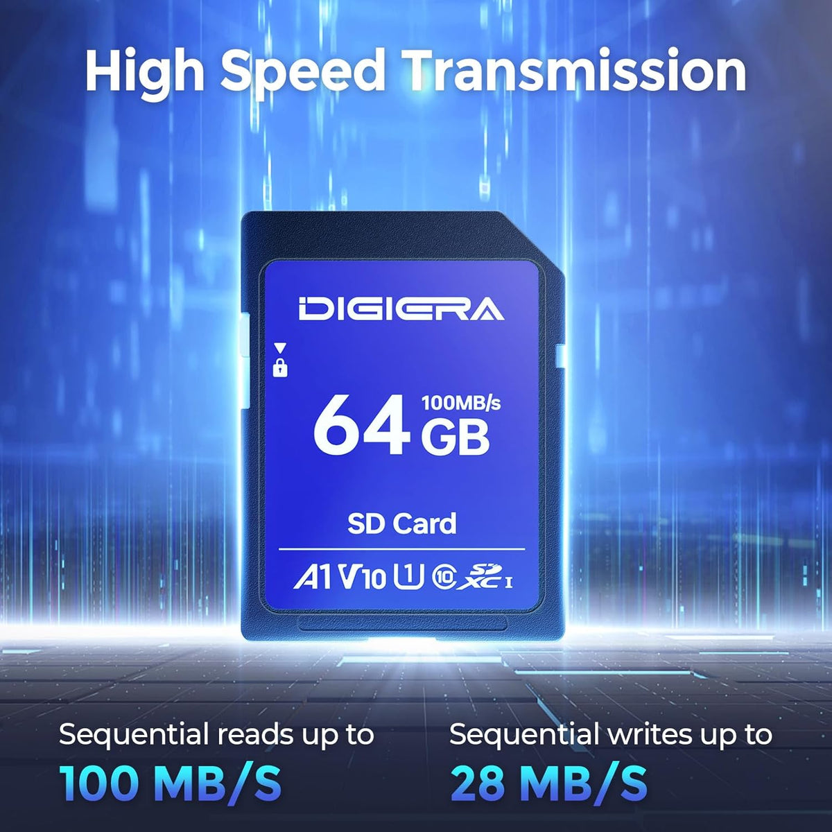 64GB CS100 SDXC UHS-I Memory Card - up to 100MB/s, C10, U1, V10, Full HD, SD Card for Computers, Digital Cameras, Home Theatre Devices, Car Navigation Systems (1 Pack)