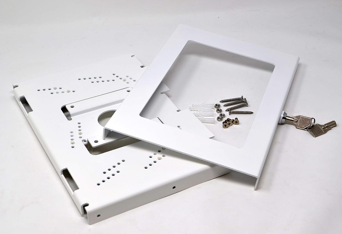 TABcare Locking Security Metal Case for iPad Mini Used as Kiosk, POS, Store, Show Display (White, iPad Mini 1/2/3)