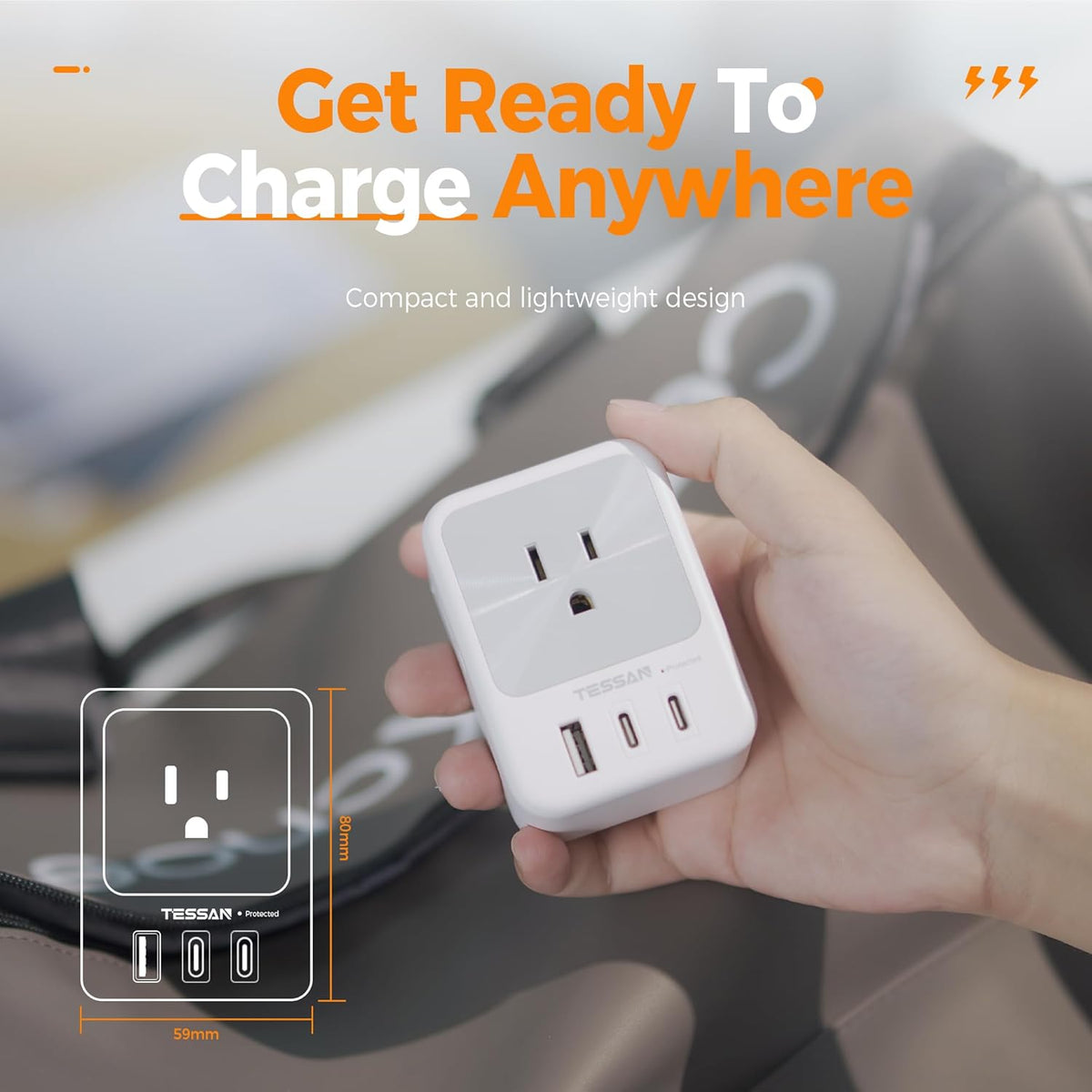 Multi Plug Wall Outlet Splitter, TESSAN Surge Protector 4 Outlet Extender with 3 USB Charger Blocks(2 USB C), 3-Sided Multiple Plug Expander for Home Office Dorm Room School Essentials