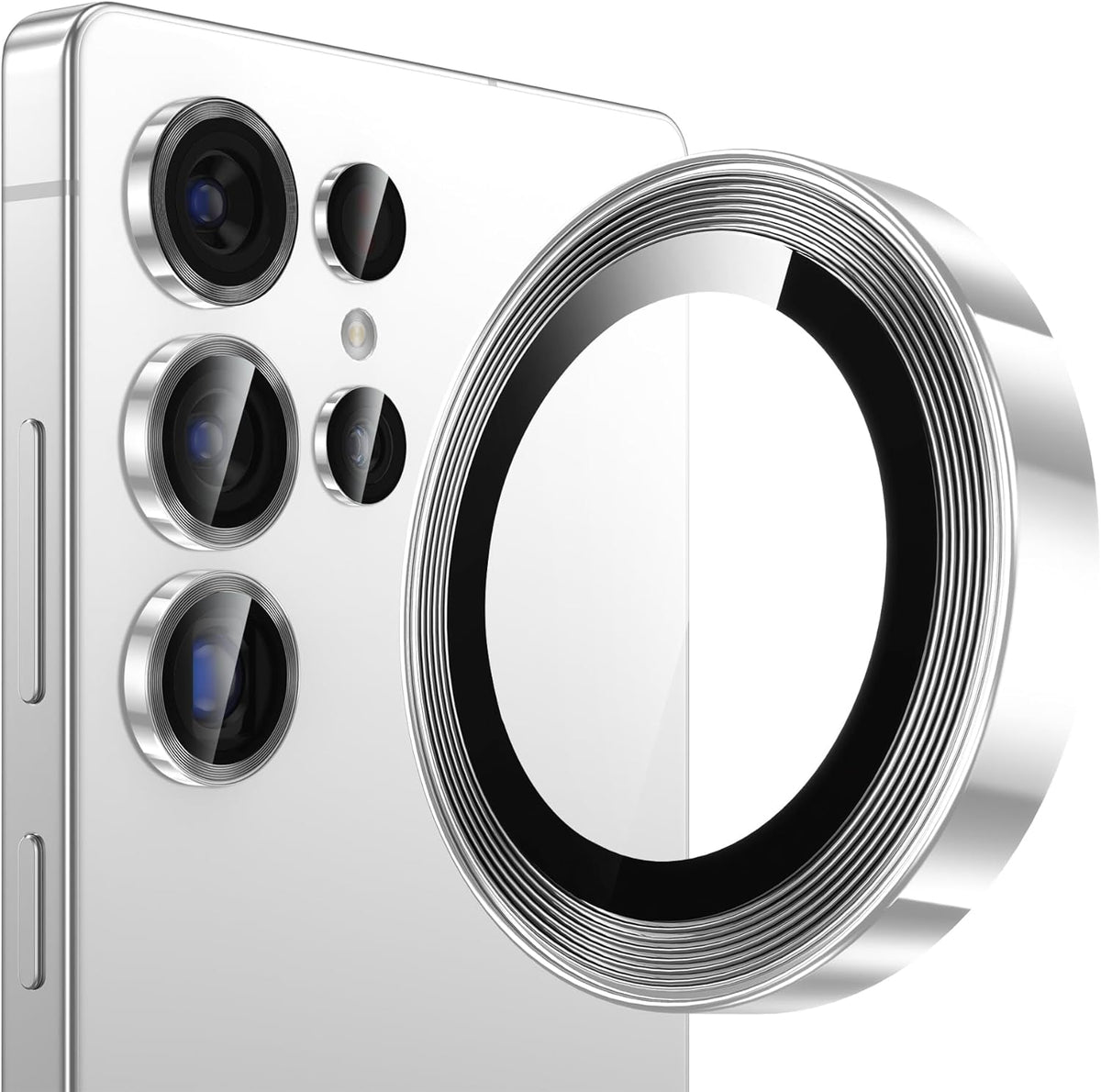 YWXTW [2025 Original Like for Samsung Galaxy S25 Ultra Camera Lens Protector, [Ultra-Thin & 6X Stronger] S25 Ultra Camera Lens Cover, 9H Tempered Glass Upgraded Metal Edging(Titanium silver)