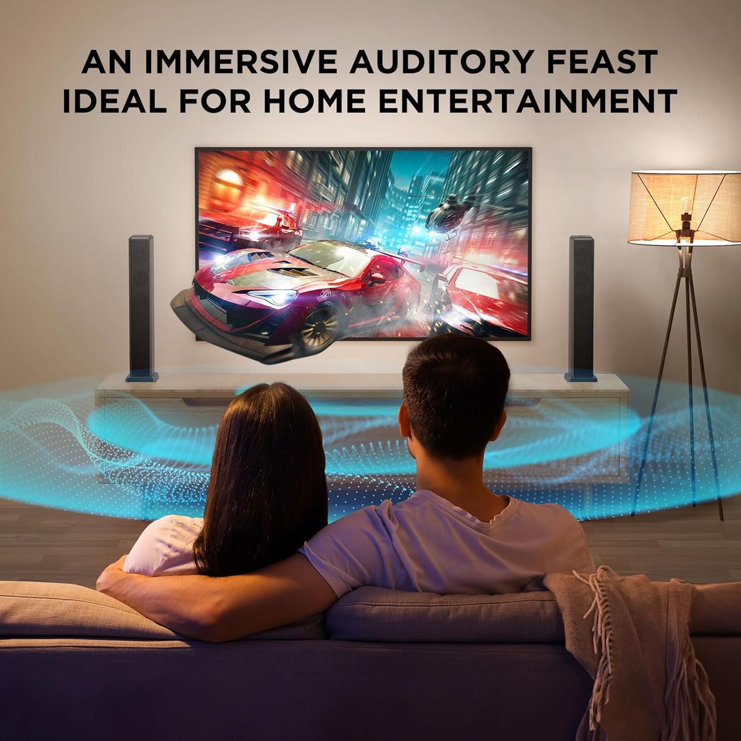 2.2ch 100W Sound Bar for Smart TV, 2-in-1 Detachable Bluetooth 5.3 Speaker with 3 EQ Modes & Adjustable Bass - Home Theater Audio for Movies, Gaming, Music