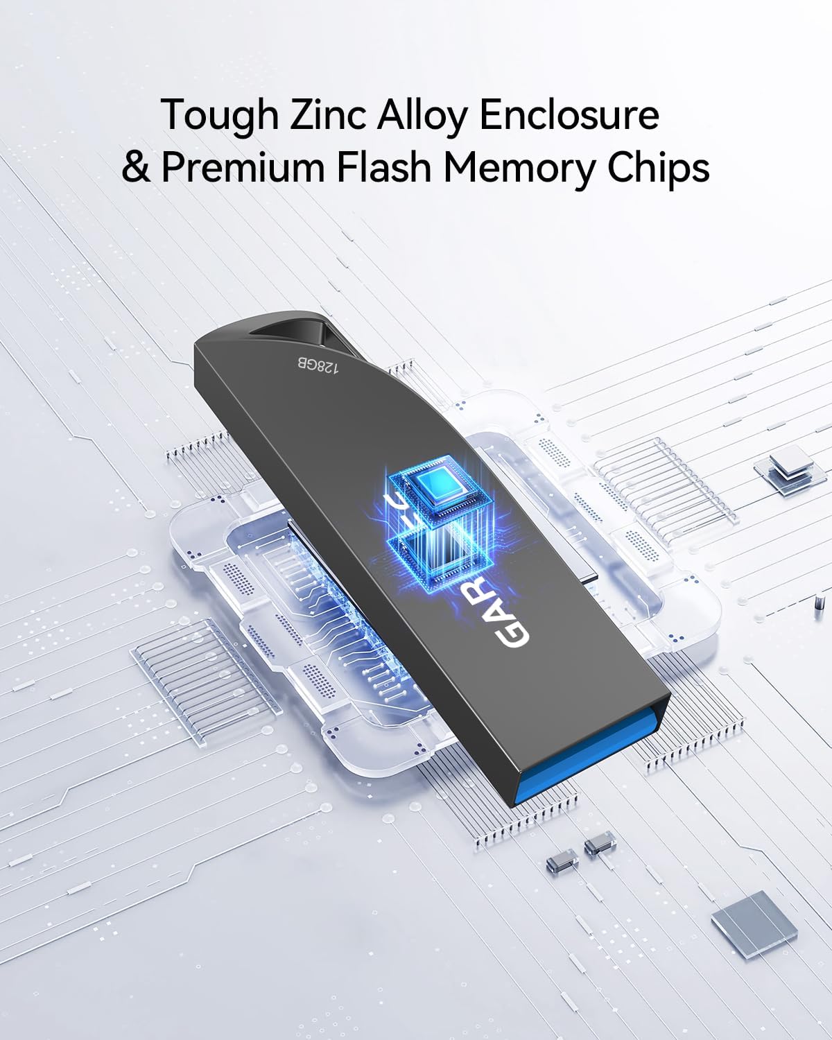 128GB USB Flash Drives, 2-Pack Waterproof Metal USB 3.0 Memory Stick, Slim Thumb Drive Portable Pen Drive with Keychain Hole Stylish Jump Drive for PC Computer