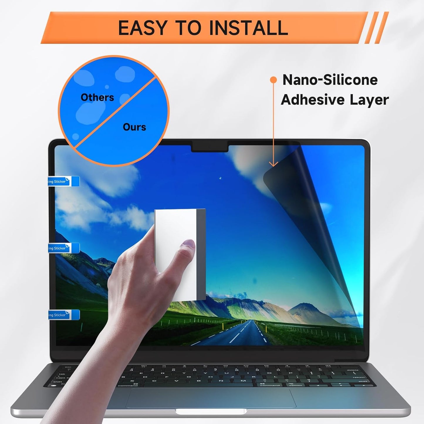 Privacy Screen for MacBook Air 15 Inch (2023-2025, M2, M3, M4), Matte Anti Glare Blue Light Filter, Nano No Glue Anti Spy Black Protector for Mac Air 15.3In Laptop
