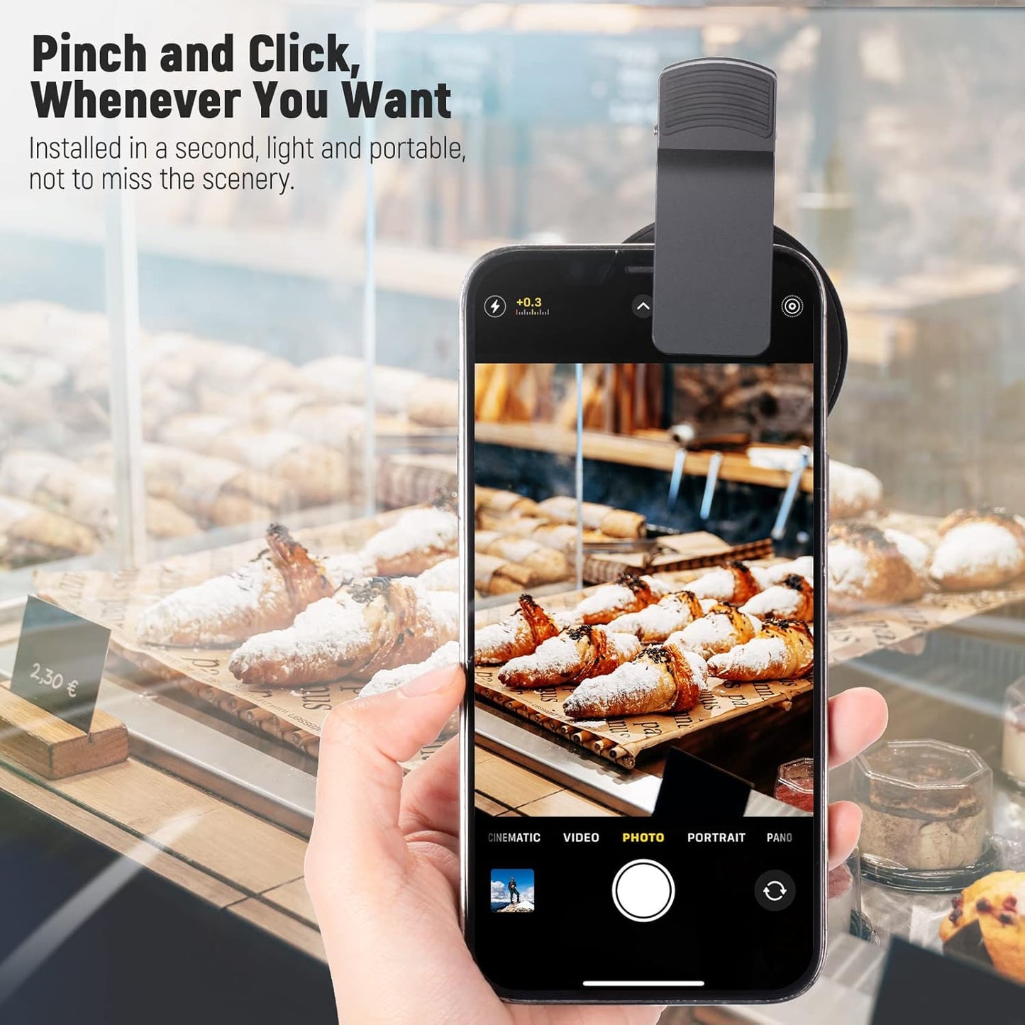 NEEWER 52mm CPL Filter for Phone, Clip On Circular Polarizing Lens Filter with Phone Clip, Storage Case & Cleaning Cloth, Compatible with iPhone Samsung Galaxy Android DSLR Camera, FL-26