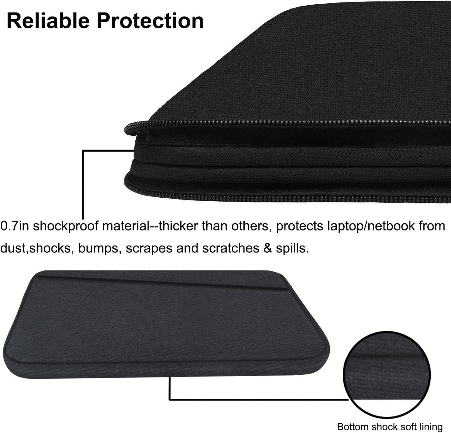 Laptop Sleeve 14 inch, Durable Computer Carrying Bag Protective Case Briefcase Handbag with Front Pocket, Slim Laptop Case Cover for Compatible with MacBook Air/Pro 14 inch Notebook Computer, Black