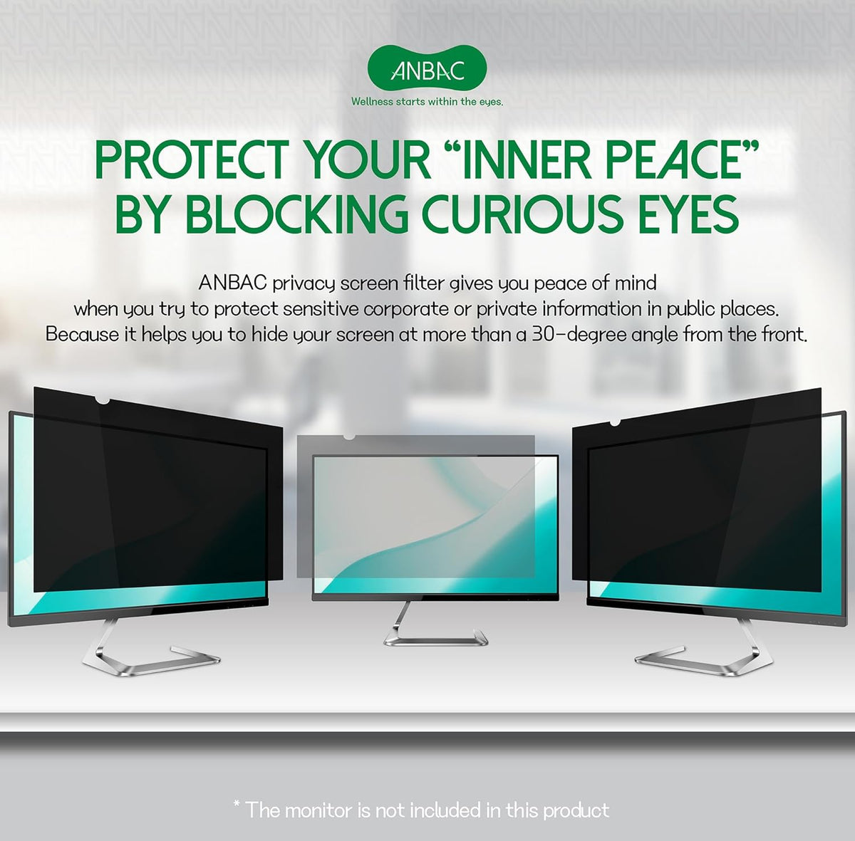 26 Inch Desktop Privacy Screen Shield for 16:10 Wide Monitor - Anti Glare Computer Privacy Screen Cover | Blue Light Blocking Screen Protector | Scratch Resistant UV Filter | Attachment Type