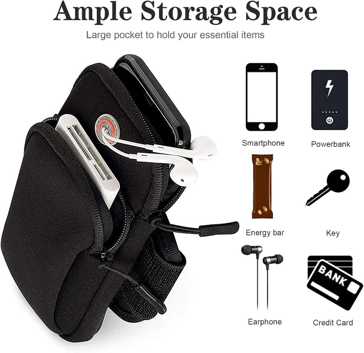 Phone Holder for Running Armband iPhone 16 16e 15 14 13 12 11 Pro Max Xs Xr X Plus SE Mini Pouch,Samsung Galaxy S25 S24 S23 S22 S21 Ultra Note 20,Black Cell Phone Arm Bands Sleeve Sports Gym