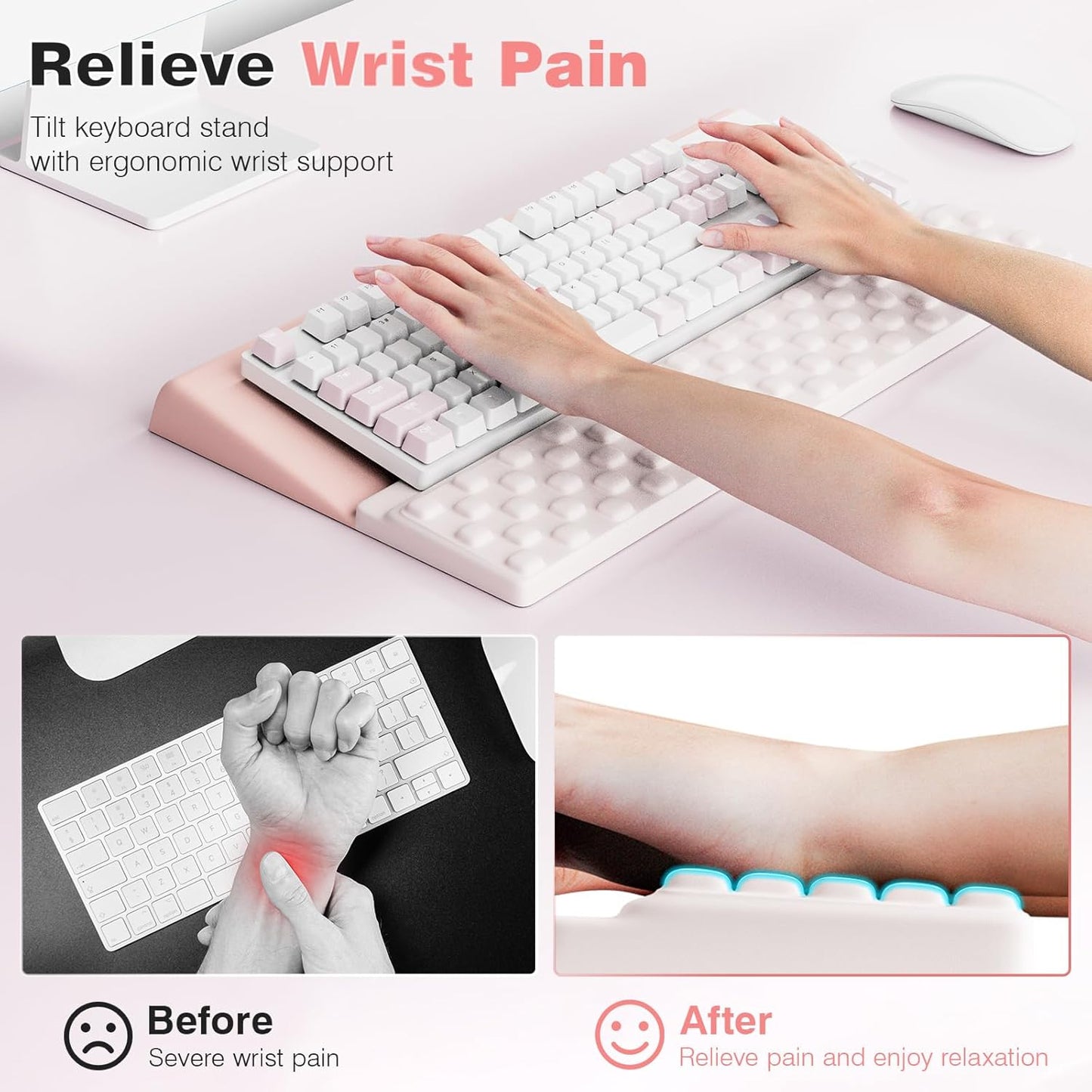 Ospelelf Ergonomic Keyboard Wrist Rest Pad Comfortable Keyboard Stand Riser Holder Pad for Office Gaming