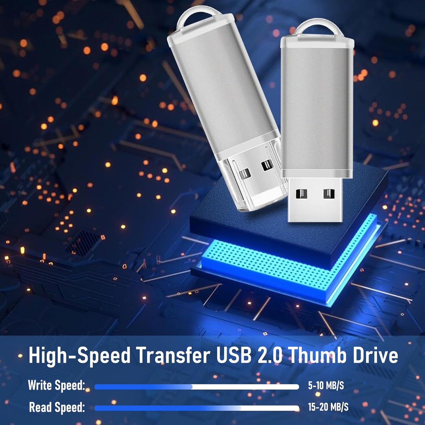 USB Thumb Drive 2GB Flash Drives 20 Pack, Nicepicten Memorias USB 2.0 Memory Stick Fat Flash Zip Drive 2 GB Jump Drives Multipack Pendrive with Landards and Lables (Sliver 2GB, 20 Pieces)