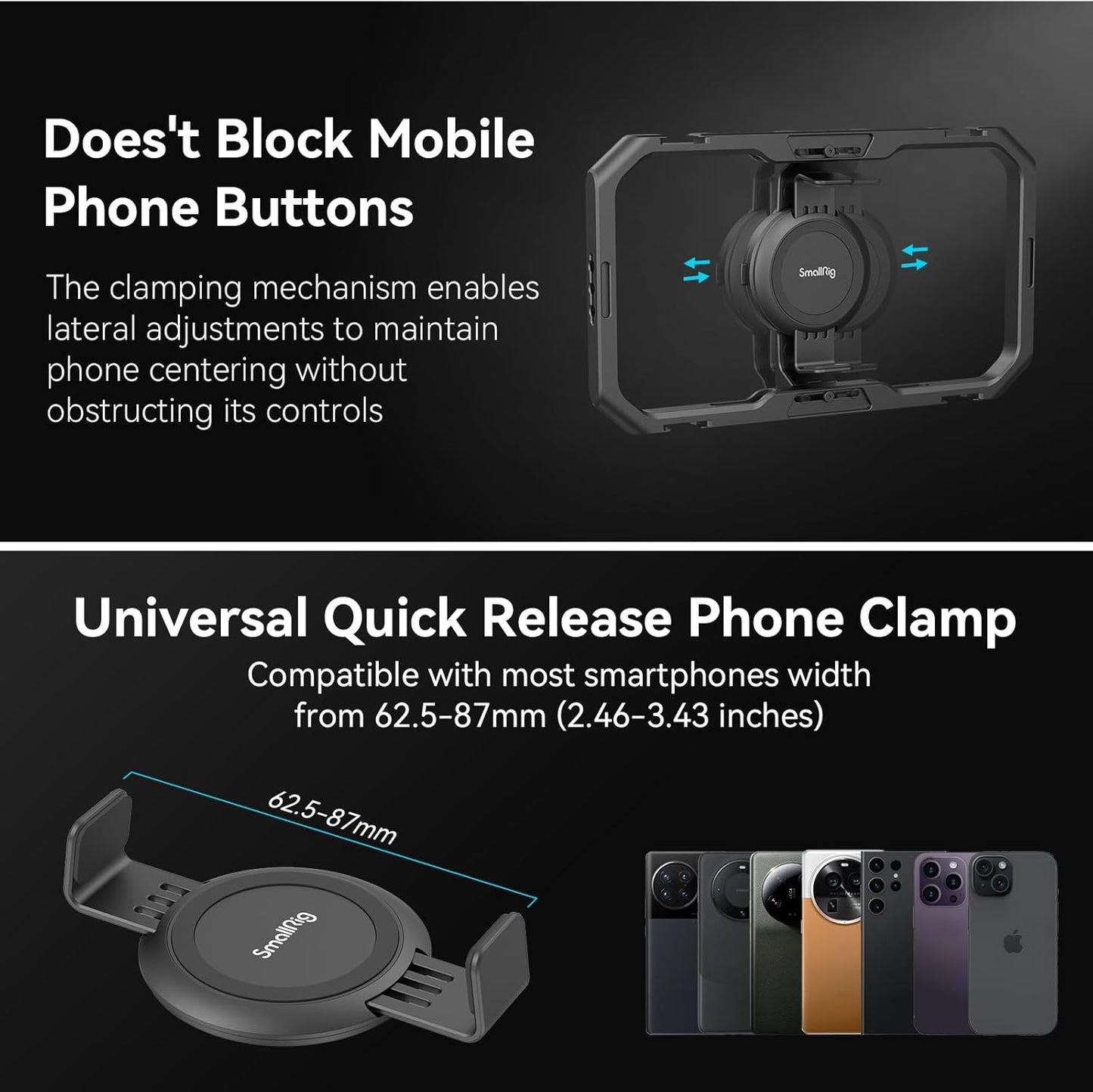 SmallRig Universal Quick Release Phone Cage, Aluminium Alloy Magnetic Smartphone Video Rig Support for MagSafe, Phone Video Rig for iPhone 16 15 14 Pro Max for Samsung for Huawei and More