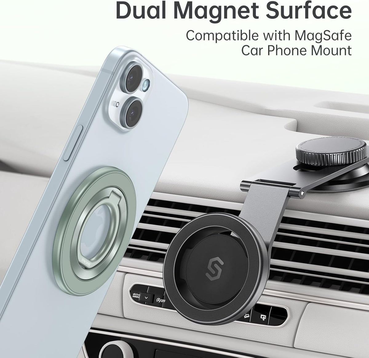 Syncwire Magnetic Phone Ring Holder for MagSafe, Magnetic Cell Phone Grip Stand Finger Ring Kickstand with Two-Sided Magnets Compatible iPhone 16 Pro Max 15 14 13 12 Android, Green