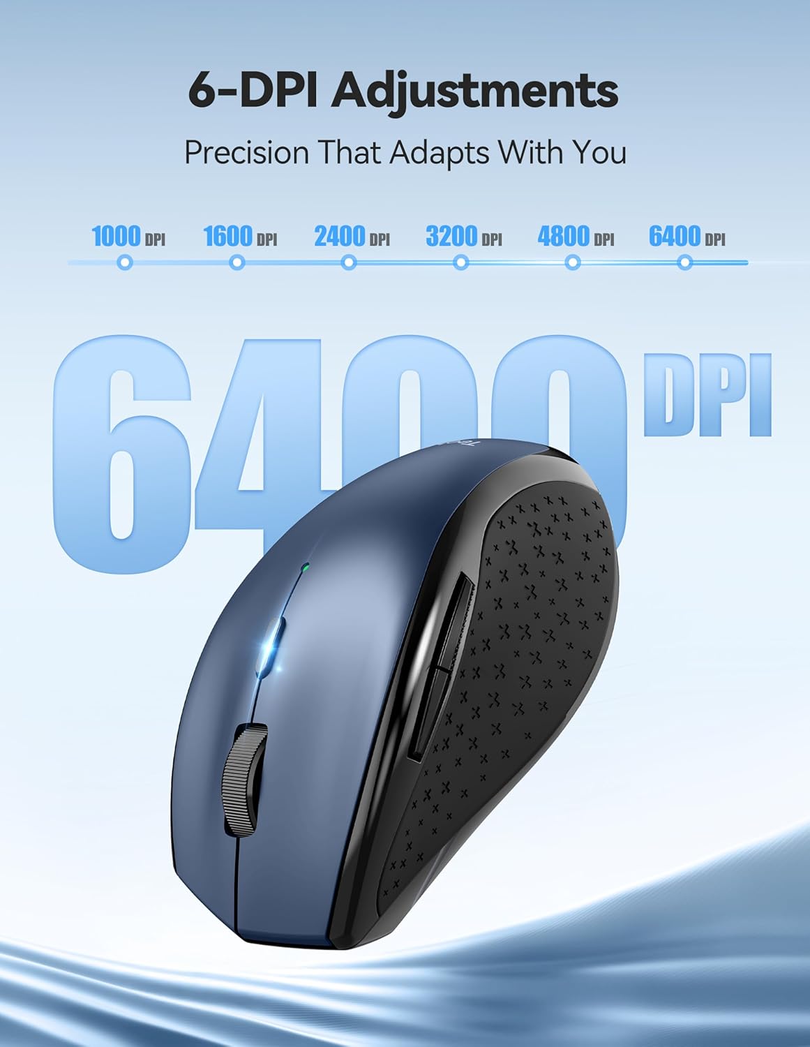 TECKNET Wireless Mouse Rechargeable,Mouse for Laptop Computer,2.4G USB Computer Mice Wireless,6 Button 6400 DPI Ergonomic Silent Mice,Portable Cordless Travel Mice-Wide Compatibility