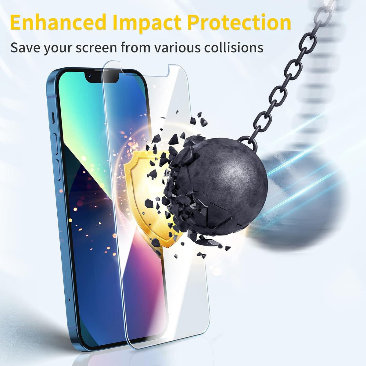 UNBREAKcable Shatterproof Tempered Glass Screen Protector for iPhone 13 Mini [3-Pack] [99.99% HD Clear] [Easy Installation Frame] [9H Hardness] [Bubble Free] for Apple 13 Mini 5.4''