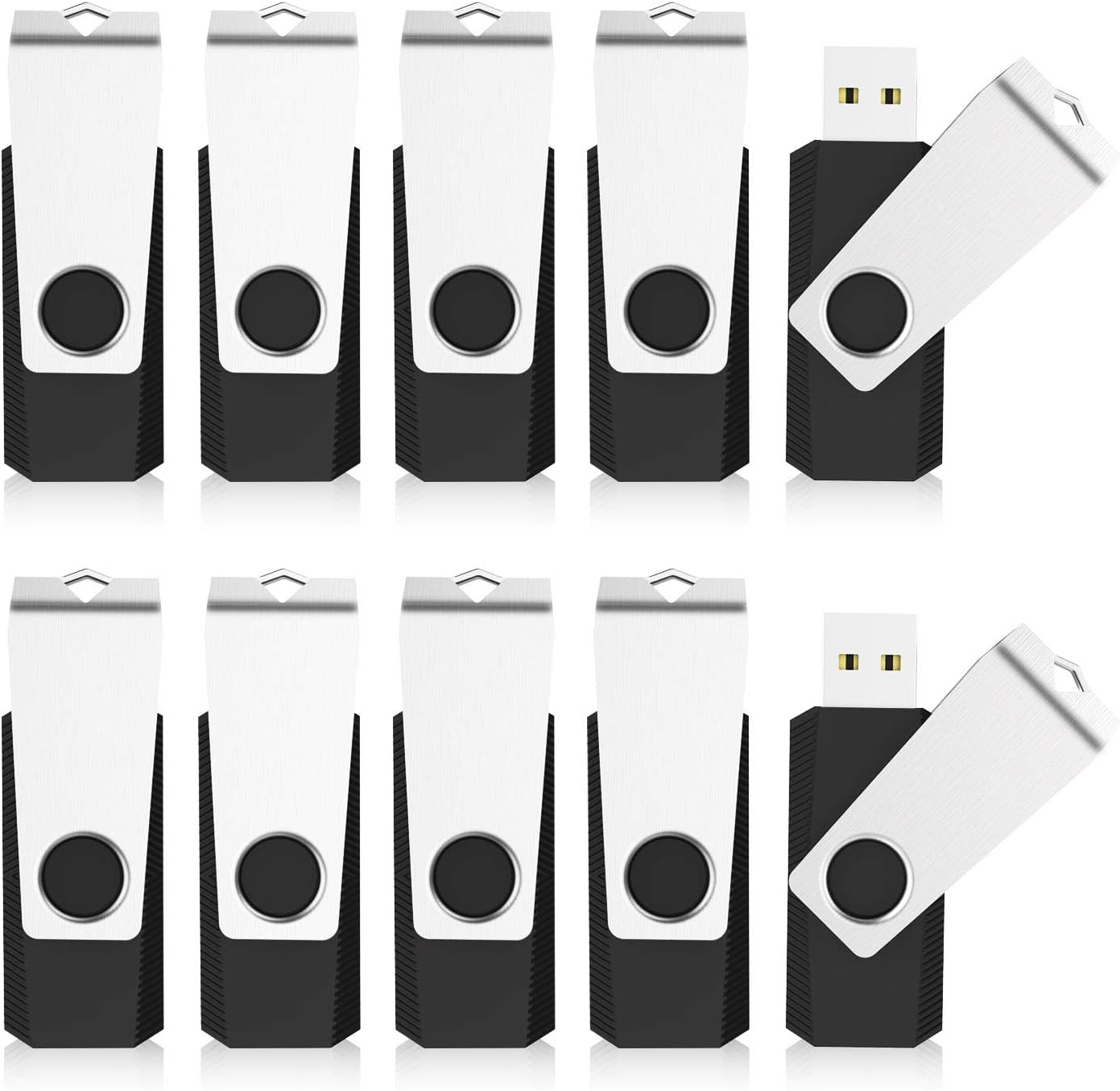 KEXIN 4GB USB Flash Drive 50 Pack - Thumb Drive Bulk Memory Stick Pen Drives With Swivel Design, USB 2.0, Black