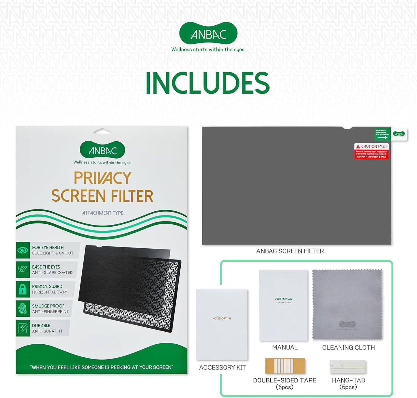 23 Inch Desktop Privacy Screen Shield for 16:9 Wide Monitor - Anti Glare Computer Privacy Screen Cover | Blue Light Blocking Screen Protector | Scratch Resistant UV Filter | Attachment Type