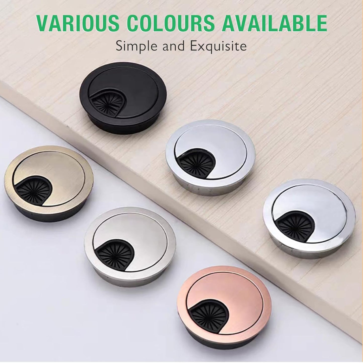 2 Pcs Desk Grommet 2" / 50 mm, Desk Cord Hole Cover, Cable Grommet Metal Zinc Alloy Materilal, Desk Hole Grommet for Home & Office Pc, Detachable Cable Cord Organizer-Bright Silver
