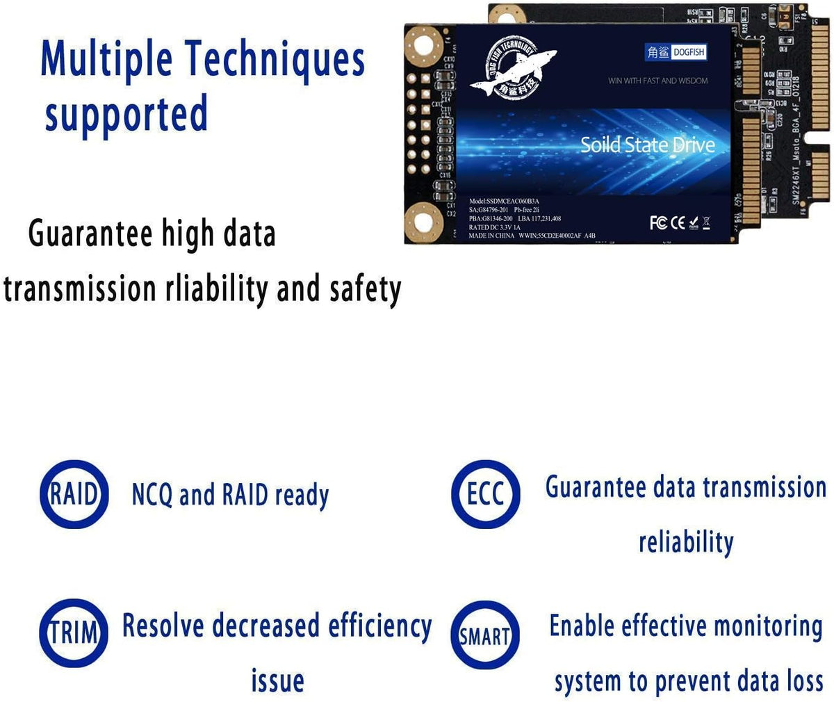SSD MSATA 256GB Dogfish High Performance Internal Solid State Drive for Desktop Laptop 3 Unit Package Pack [256GB(3 Packs),MSATA]
