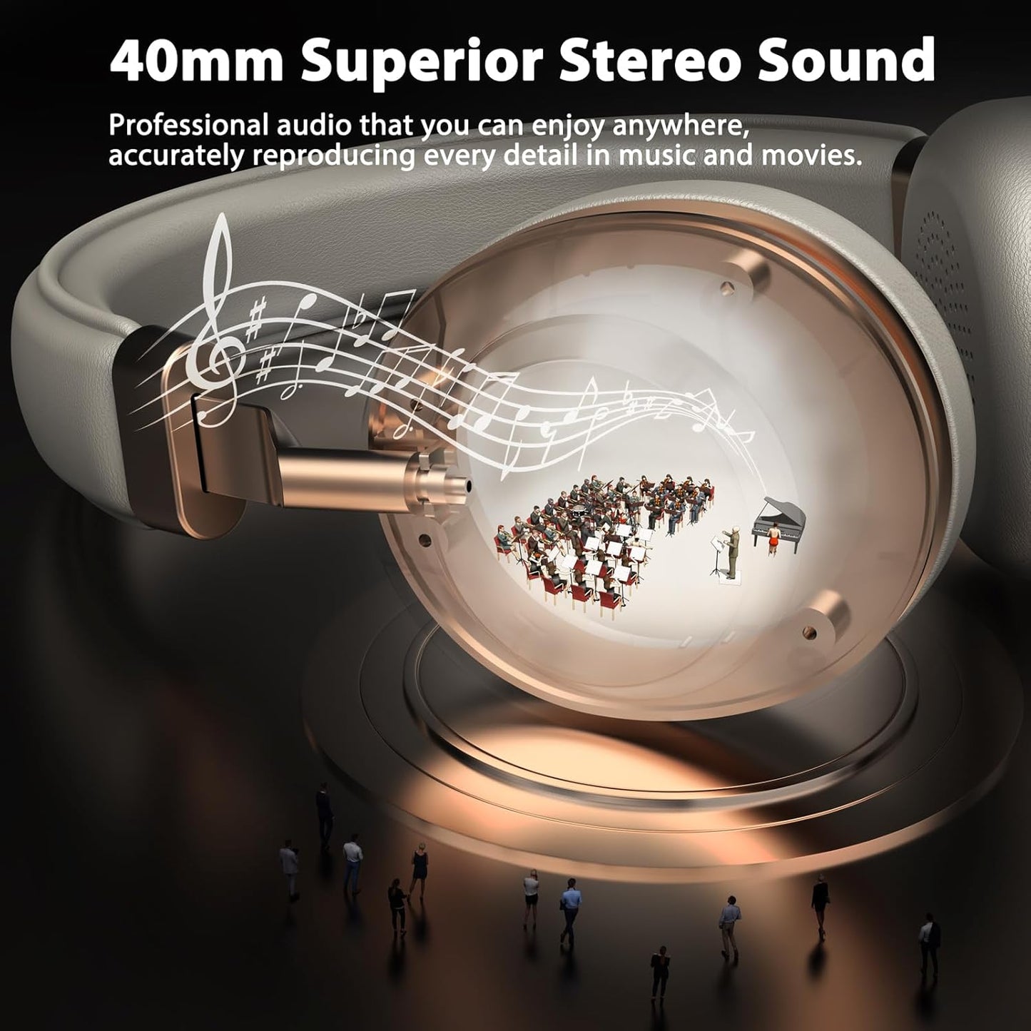 Wireless Headset, Bluetooth Headset with Microphone, AI Noise Canceling Mic & USB Dongle, 45 Hrs Working Time V5.3 Wireless Headphones with Mic Mute for PC/Laptop/Office/Call Center/Zoom/Home