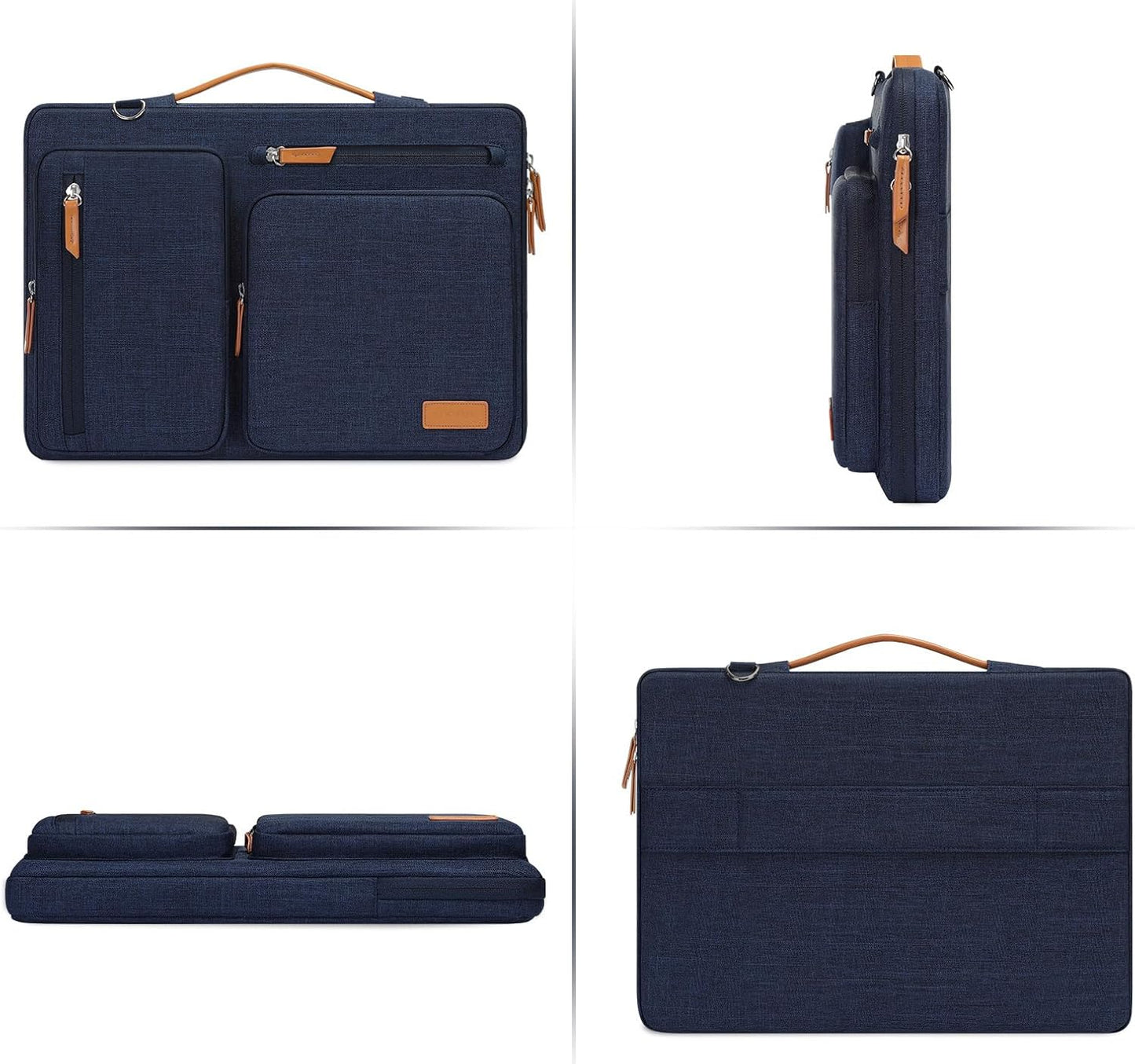 MOSISO 360 Protective Laptop Shoulder Bag,13-13.3 inch Computer Bag Compatible with MacBook, HP, Dell, Lenovo, Asus Notebook,Side Open Messenger Bag with 4 Zipper Pockets&Handle, Navy Blue