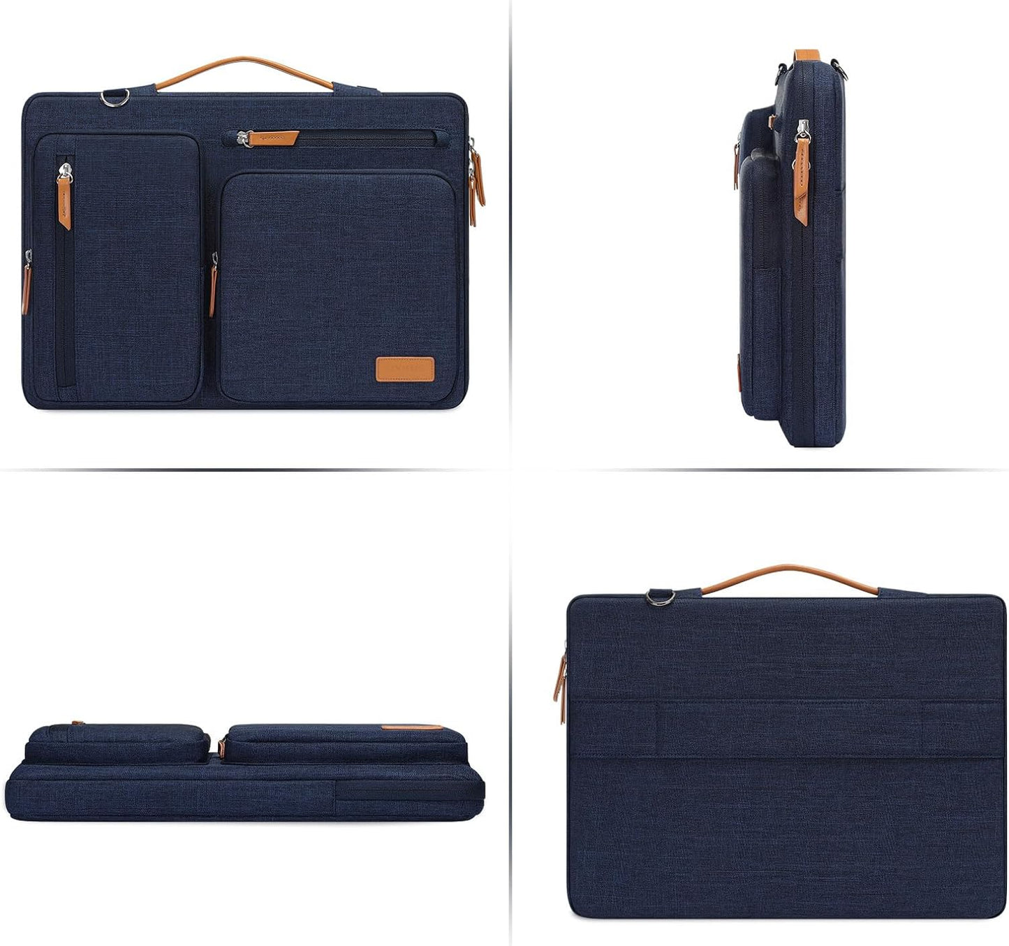 MOSISO 360 Protective Laptop Shoulder Bag,15 inch Computer Bag Compatible with MacBook Air M4 M3 M2/Pro A1990 A1707, Dell XPS Plus,Side Open Messenger Bag with 4 Zipper Pockets&Handle, Navy Blue