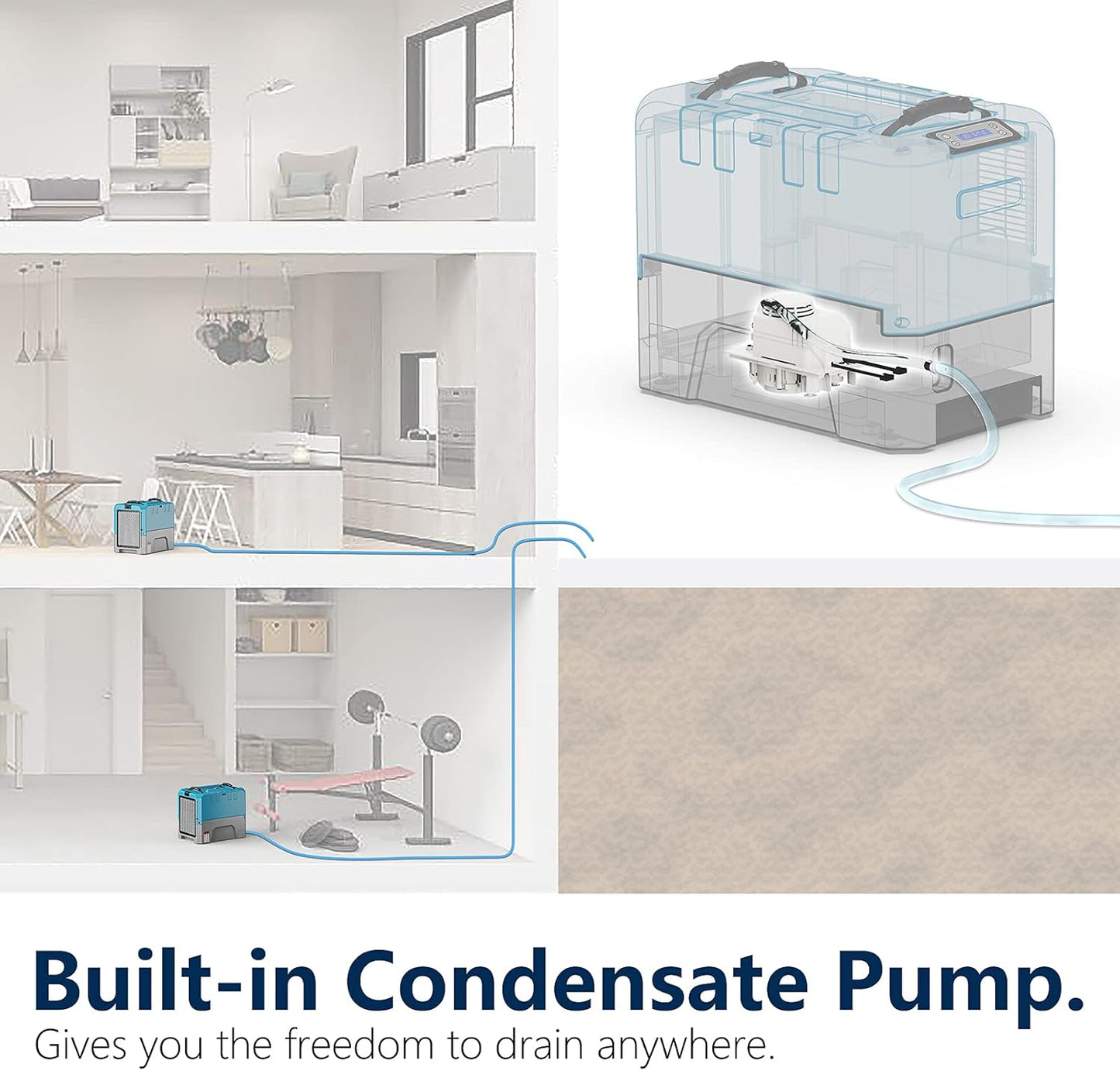 ALORAIR Commercial Dehumidifier with Pump, Up to 180 PPD (Saturation), 85 PPD at AHAM, 5 Years Limited Warranty, LGR Industrial Dehumidifier for Flood Repair, Crawlspace and Basement Drying