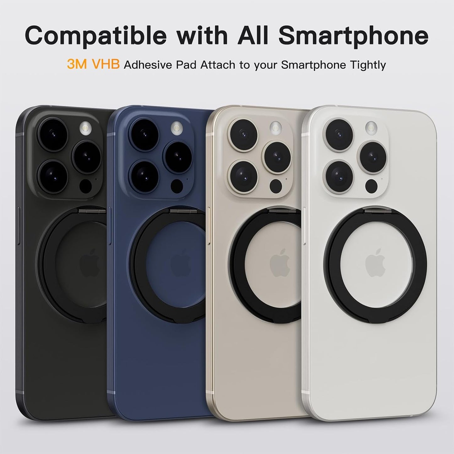 COOLQO 1Pc 360 Spin Cell Grip Ring Phone Stand [Upgrade Gear Hinge Stress Anxiety Relief] Magnetic Holders for Your car Accessories Desk Mount Compatible with iPhone All Smartphones, Black