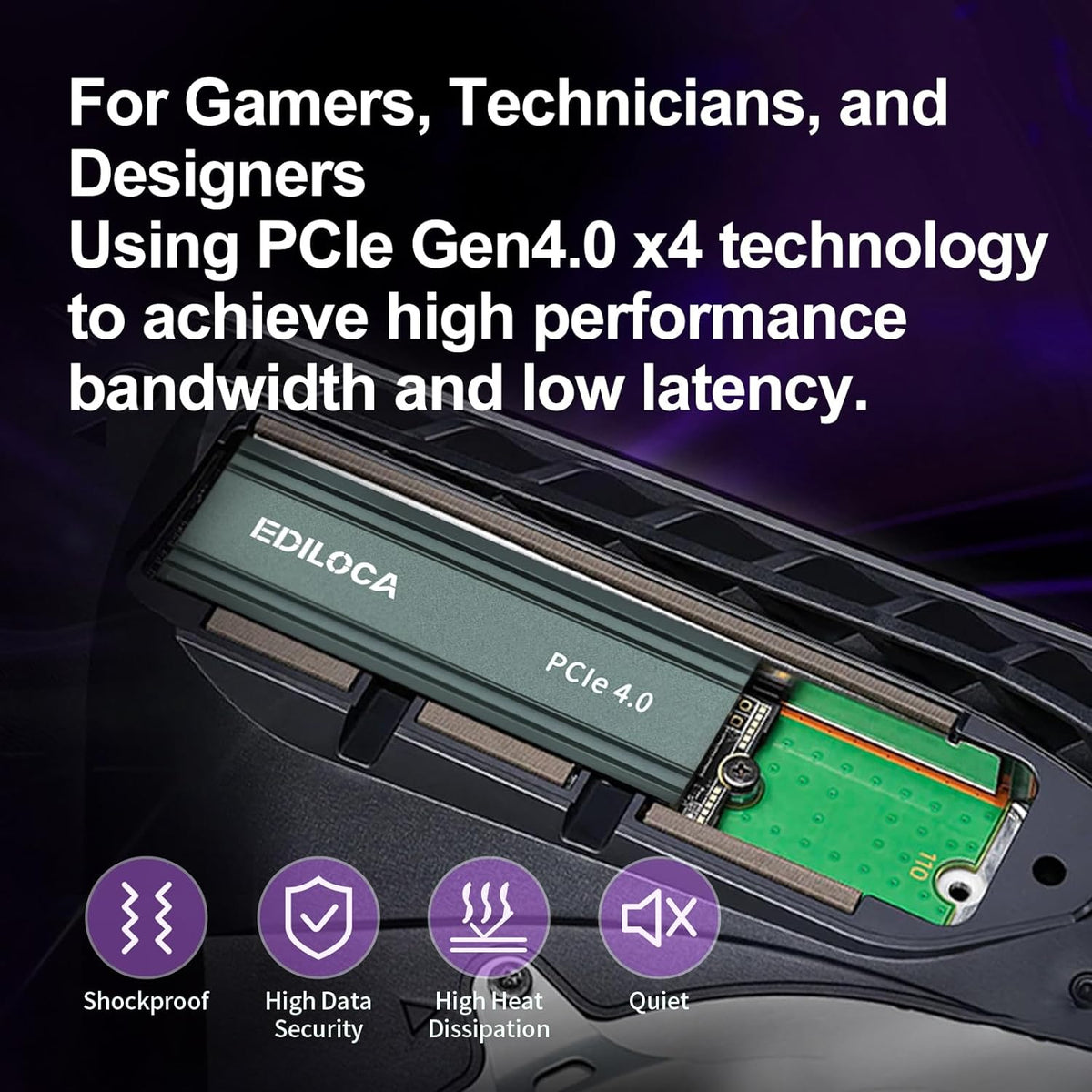 2TB M2 NVME SSD with Heatsink - PCIe Gen4.0 NVMe M.2 2280 3D NAND TLC, 4800MB/s Read, Internal Solid State Drive for PS5/PC, Dynamic SLC Cache, PS5 Storage Expansion, 5-Year Warranty(EN760)