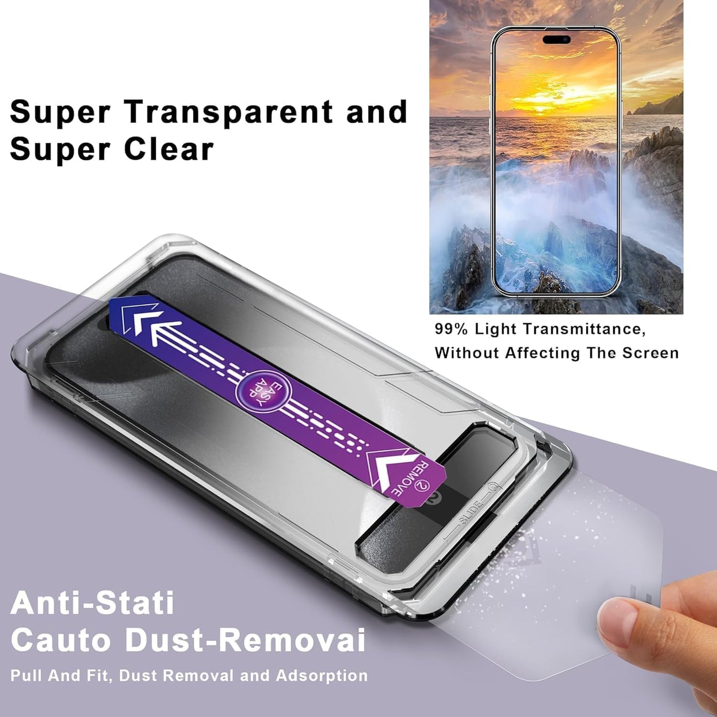 Screen Protector for iPhone 17 Pro Max 6.9-Inch, 2 Pack, 9H Tempered Glass, HD Clear, Full Cover, Anti-Fingerprint, Easy Installation