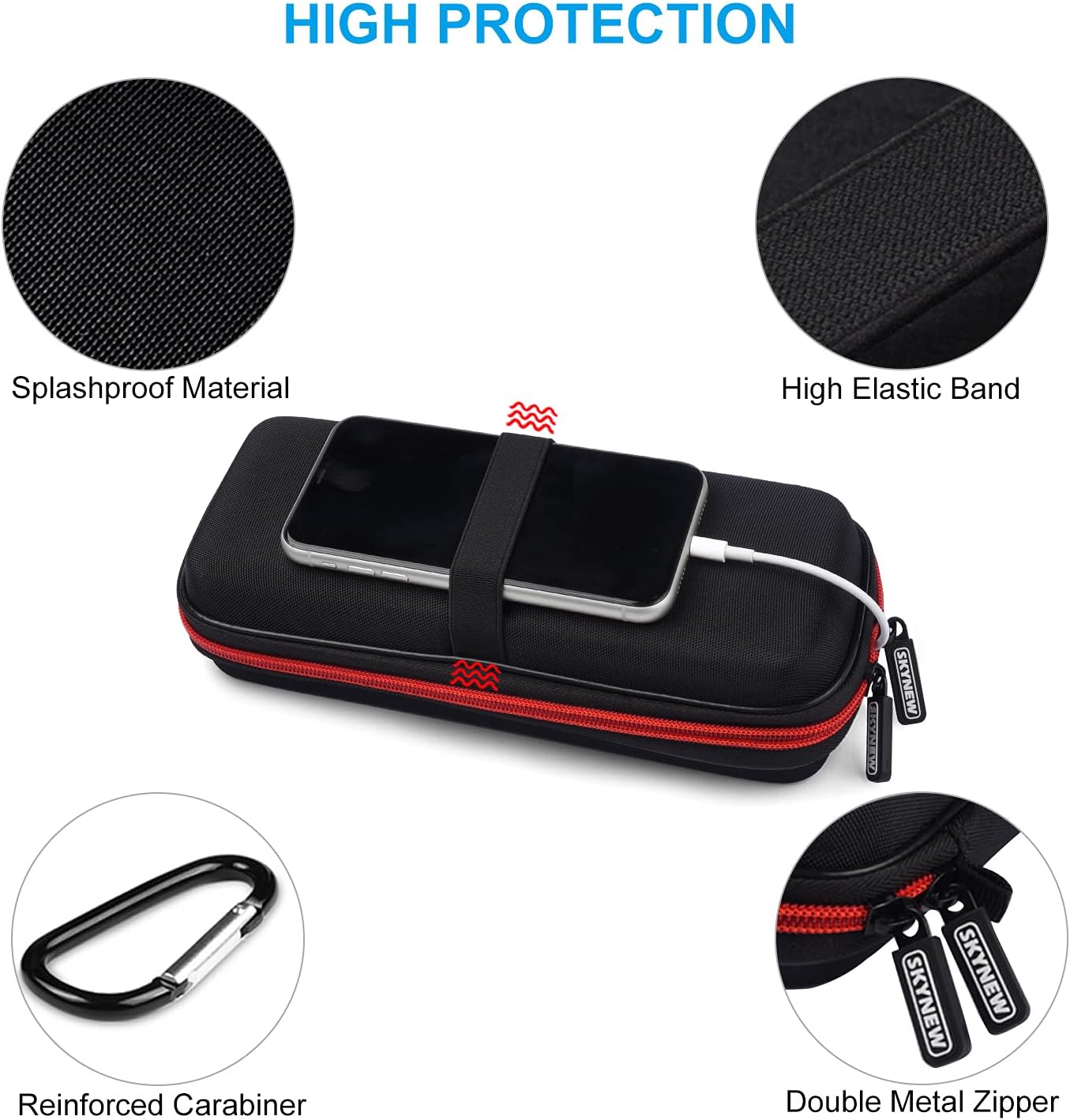 Hard Travel Case Fit for RAVPower 26800/20100/20000mAh, Anker Power Core 26800mAh/PowerCore +26800mAh, Dulla M50000 Power Bank 12000mAh, ROMOSS 30000mAh, Lab599 Tx500 Radio by SKYNEW (Large Black)