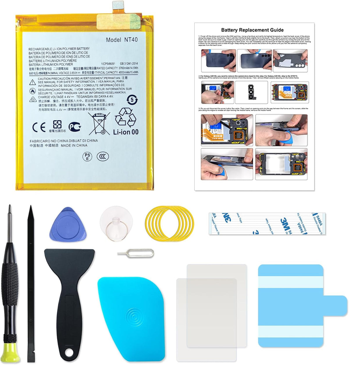 New NT40 Cellphone Battery Compatible with Moto G Pure 2021 XT2163 Series, with Instruction & DIY Toolkit