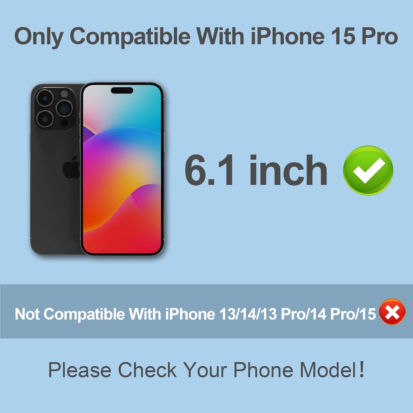 Compatible for iPhone 15 Pro Privacy Screen Protector Tempered Glass 6.1 Inch, Purple Gradient Anti Spy Anti Blue Light HD Easy Installation